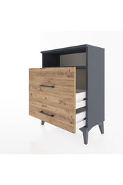 Arges Komodin Tek Raflı 2 Çekmeceli 60x30x80 Antrasit-Çam