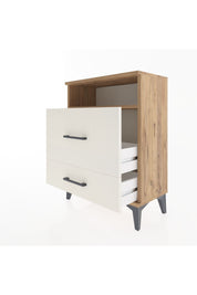 Arges Komodin Tek Raflı 2 Çekmeceli 60x30x80 Çam-Aytaşı
