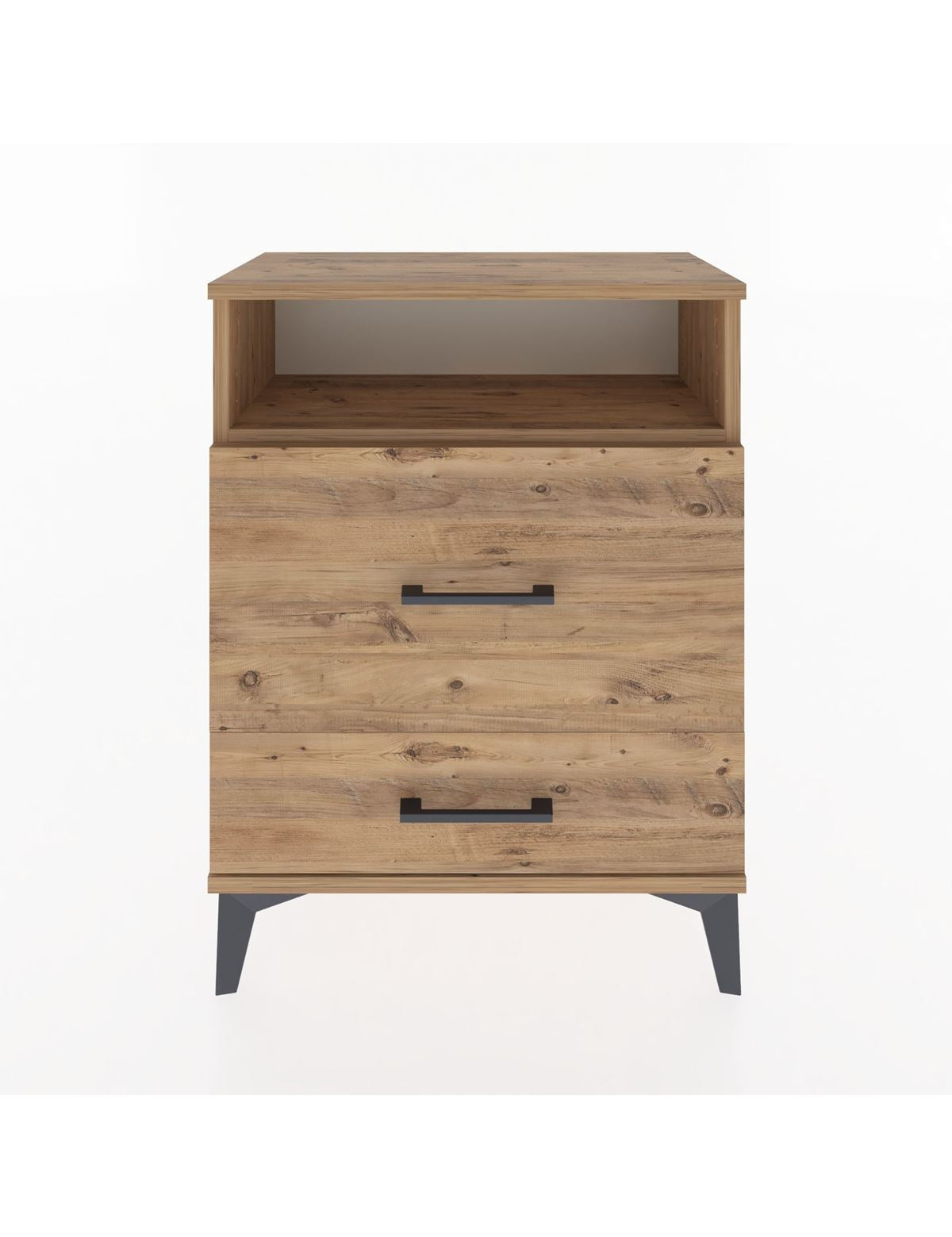 Arges Komodin Tek Raflı 2 Çekmeceli 60x30x80 Çam-Çam