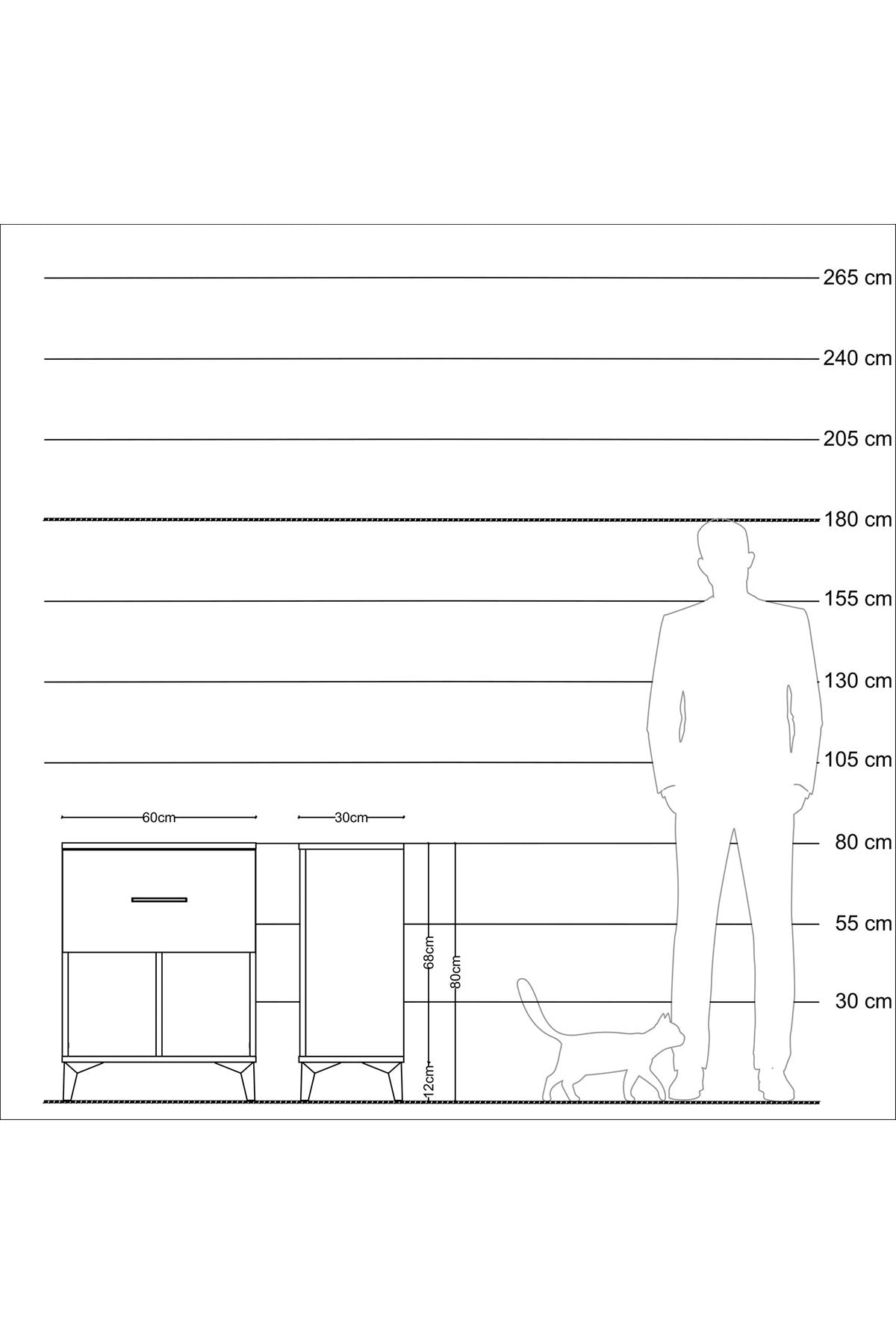 Arges Komodin Tek Çekmeceli 60x30x80 Aytaşı-Antrasit