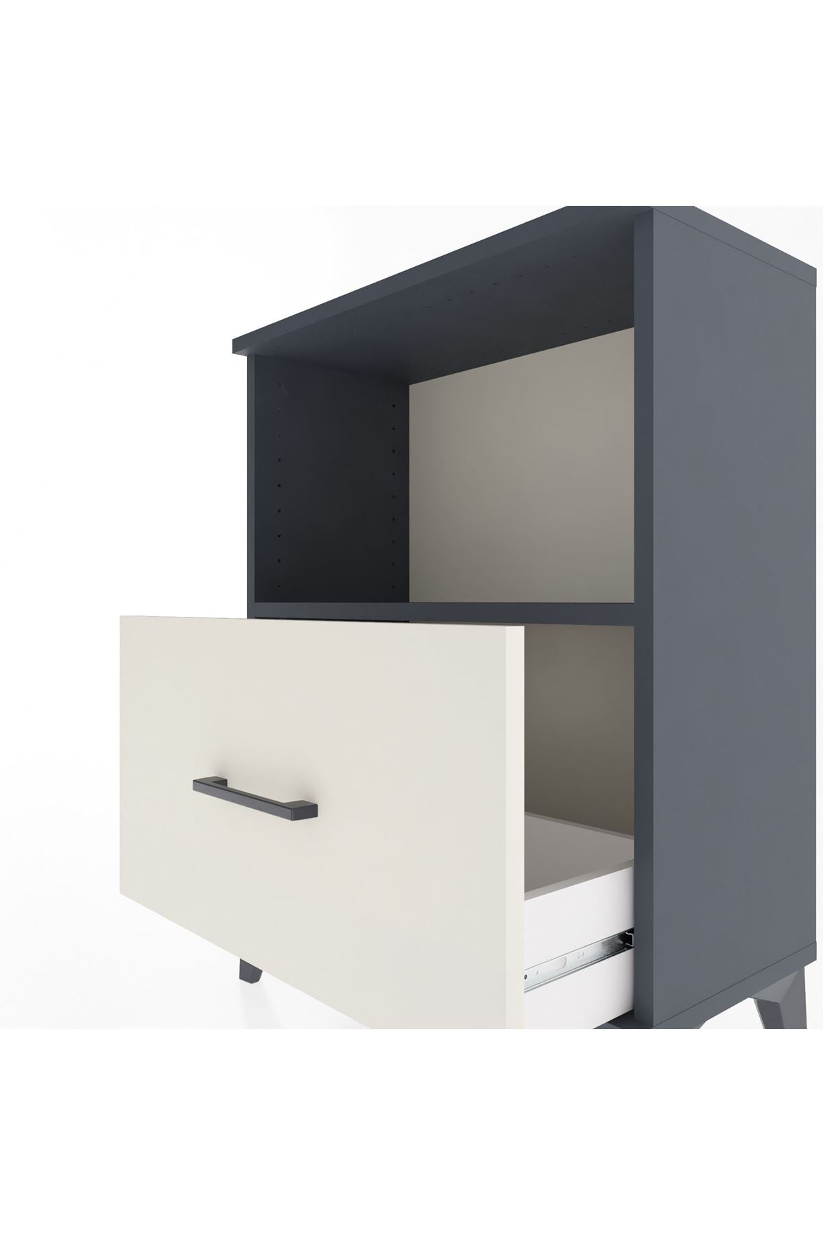 Arges Komodin Tek Çekmeceli 60x30x80 Antrasit-Aytaşı