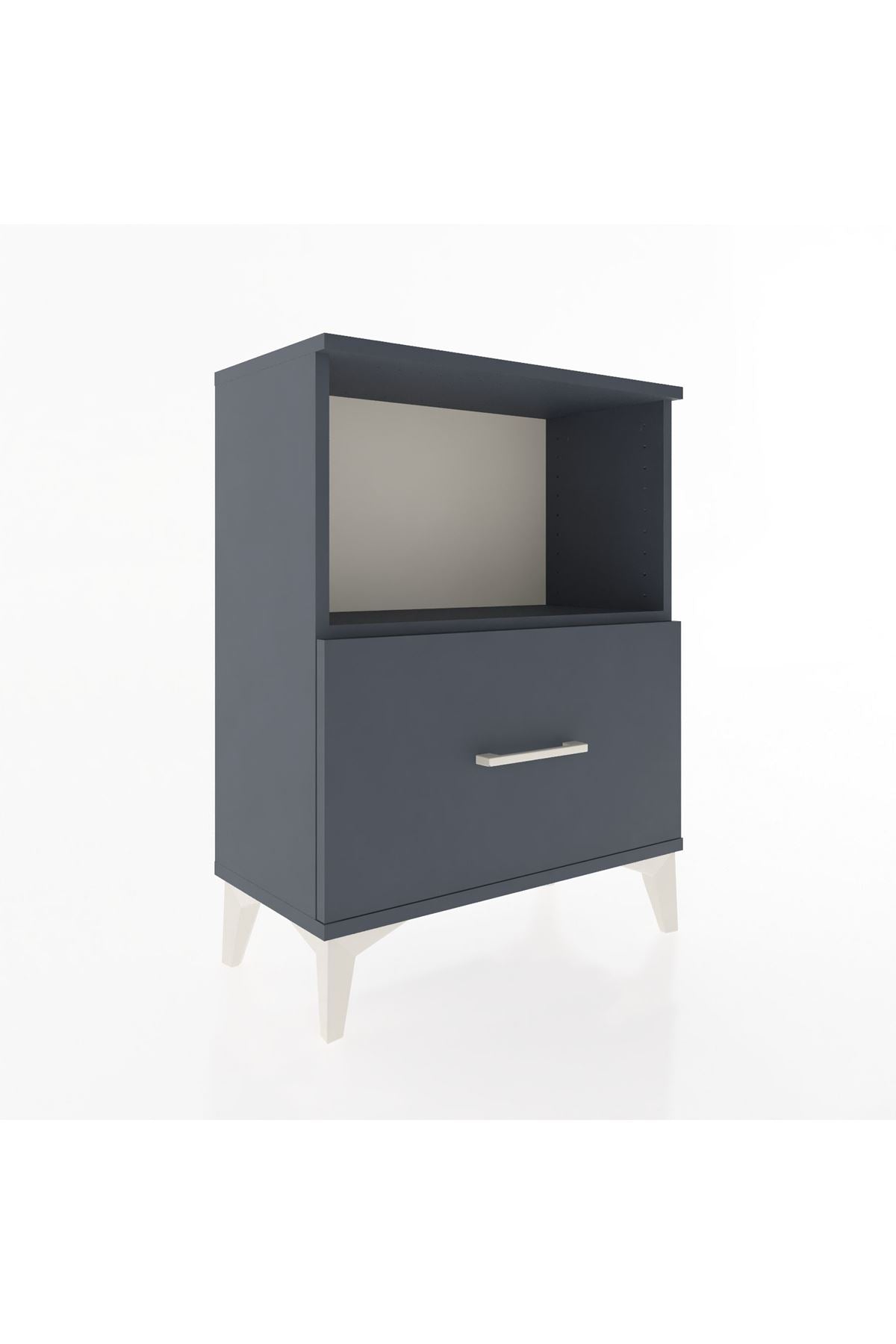 Arges Komodin Tek Çekmeceli 60x30x80 Antrasit-Antrasit