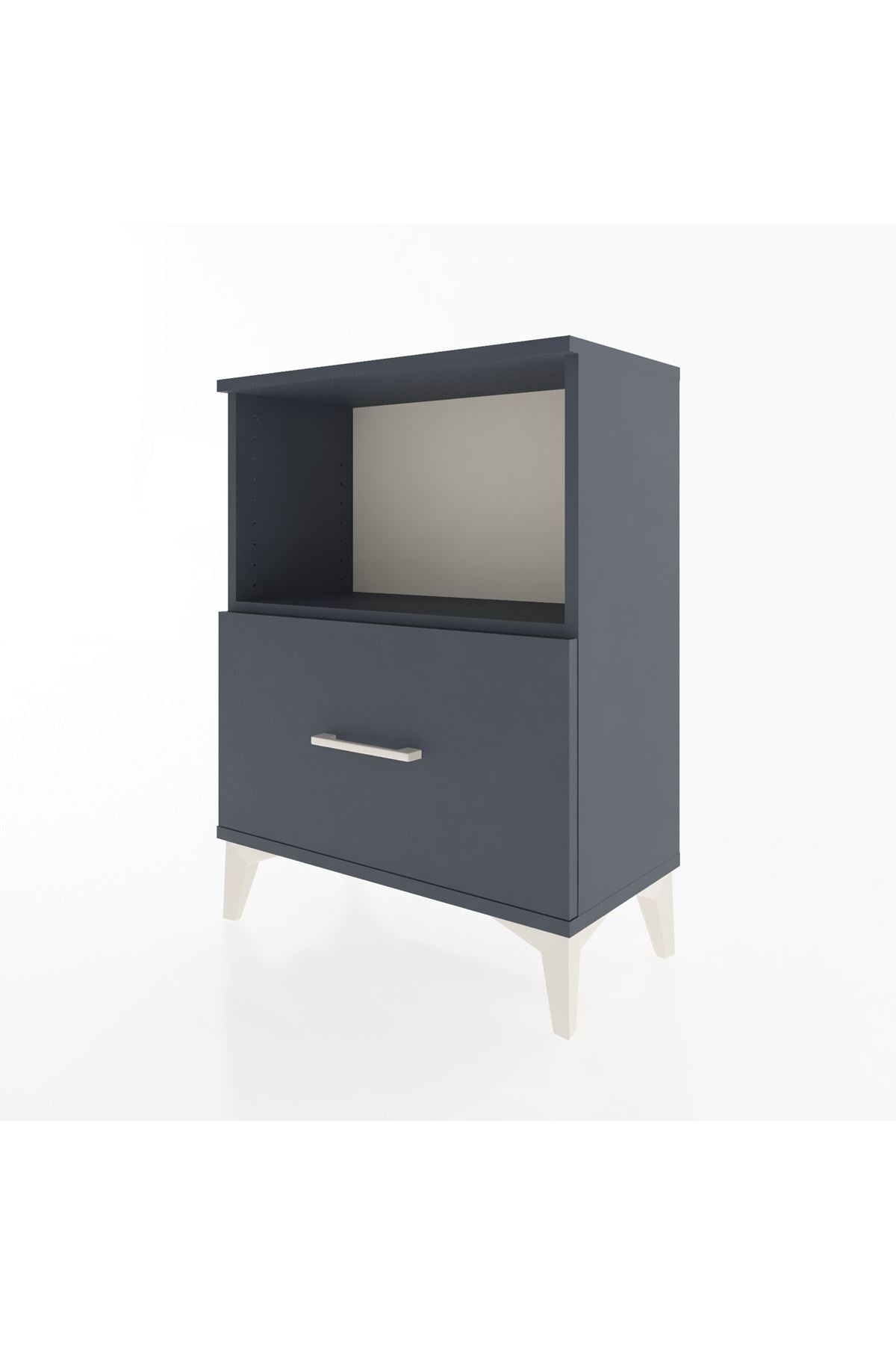 Arges Komodin Tek Çekmeceli 60x30x80 Antrasit-Antrasit