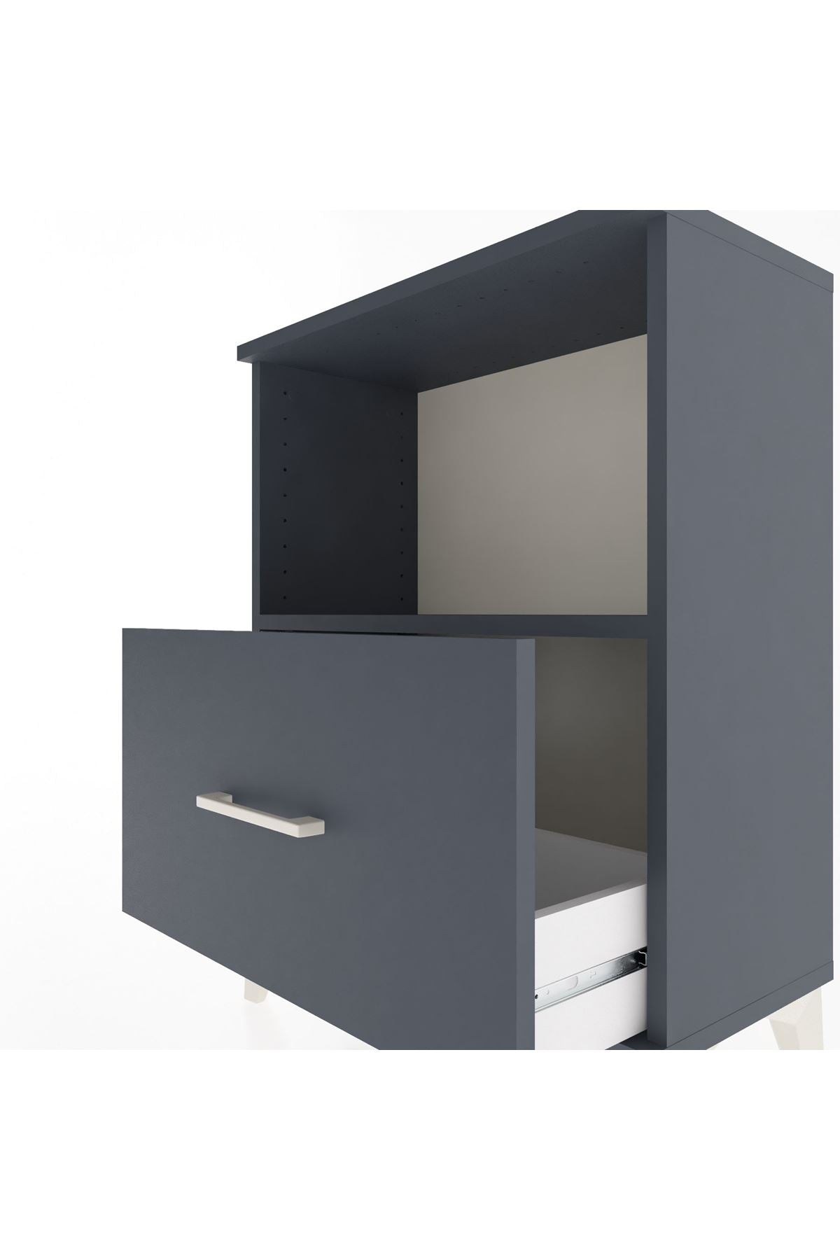 Arges Komodin Tek Çekmeceli 60x30x80 Antrasit-Antrasit