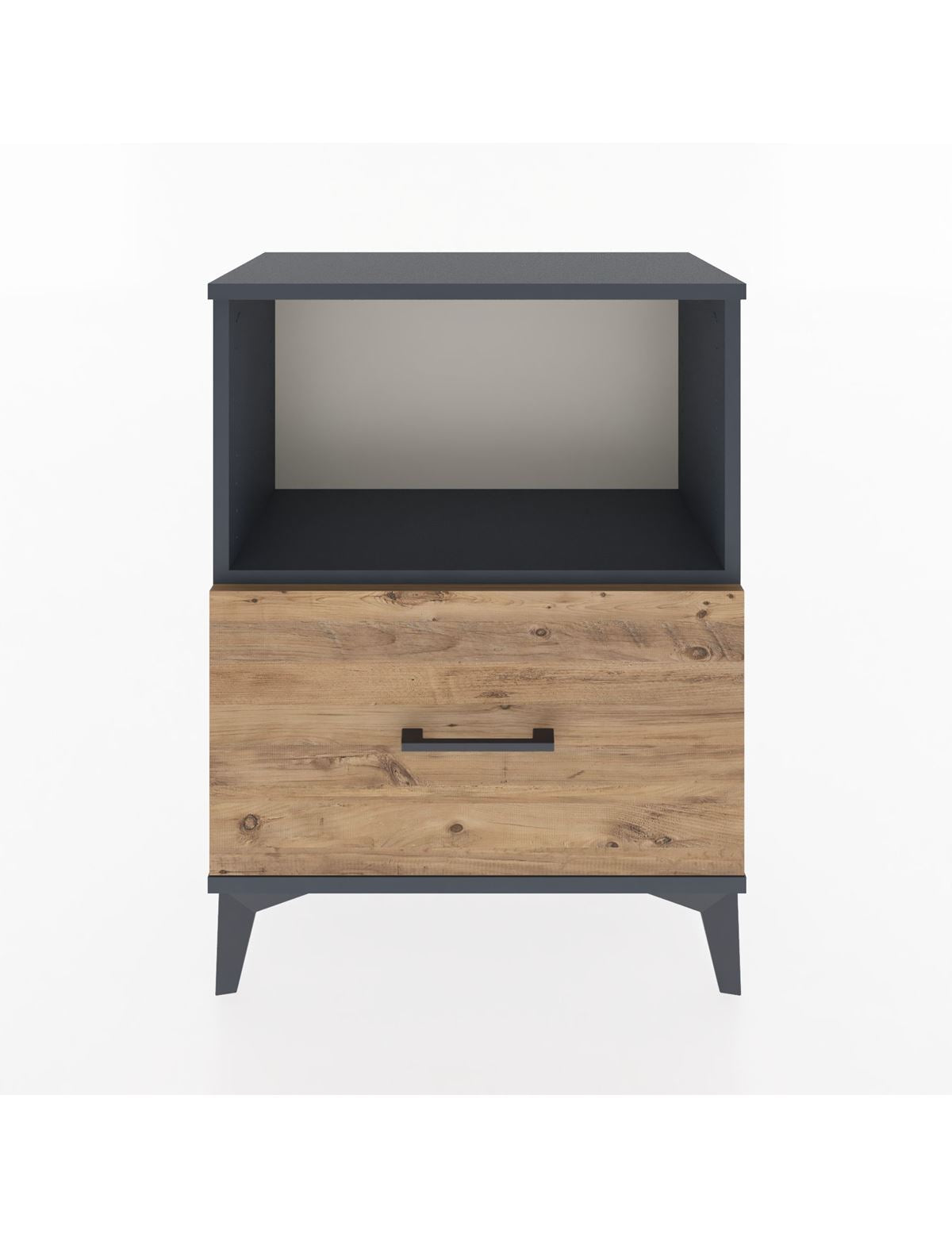 Arges Komodin Tek Çekmeceli 60x30x80 Antrasit-Çam