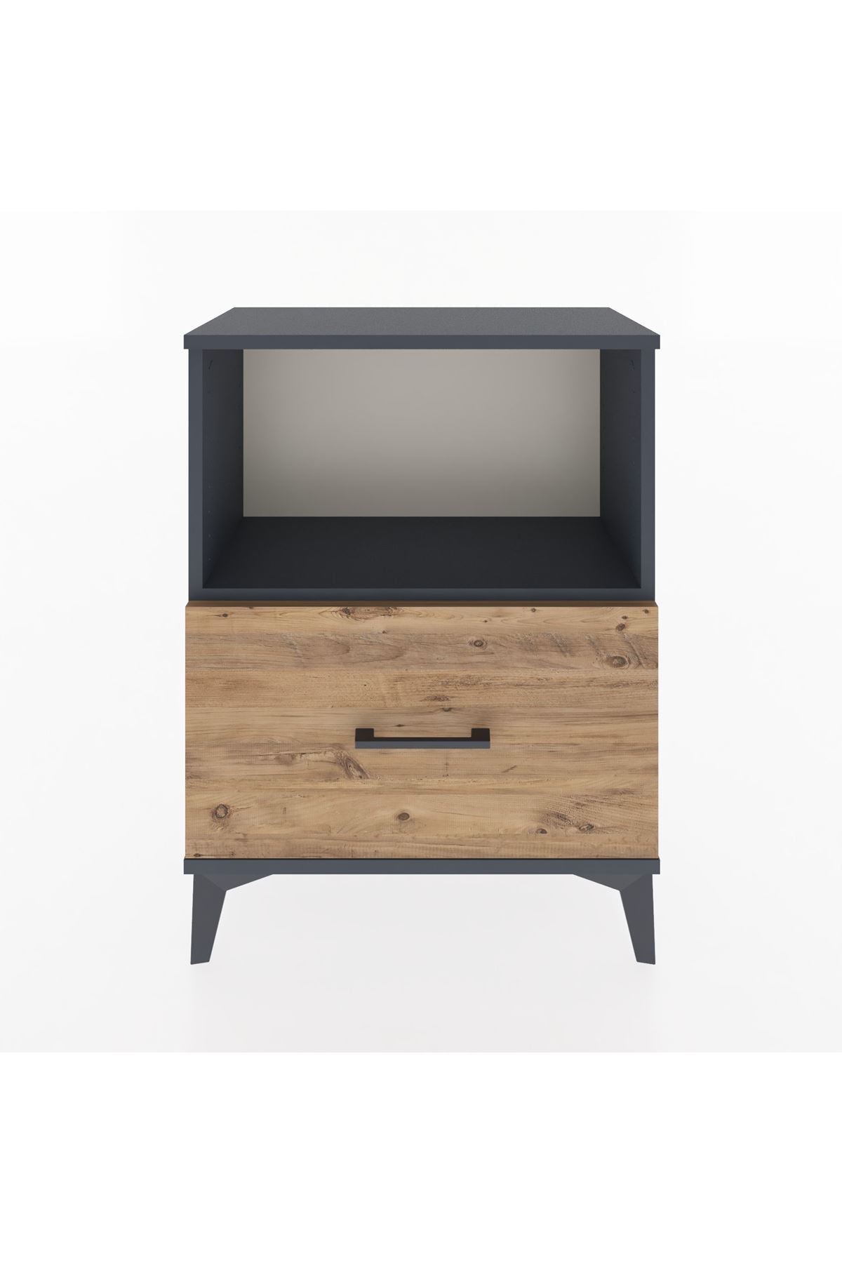 Arges Komodin Tek Çekmeceli 60x30x80 Antrasit-Çam