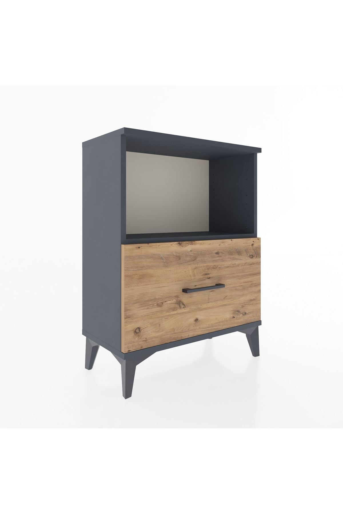 Arges Komodin Tek Çekmeceli 60x30x80 Antrasit-Çam