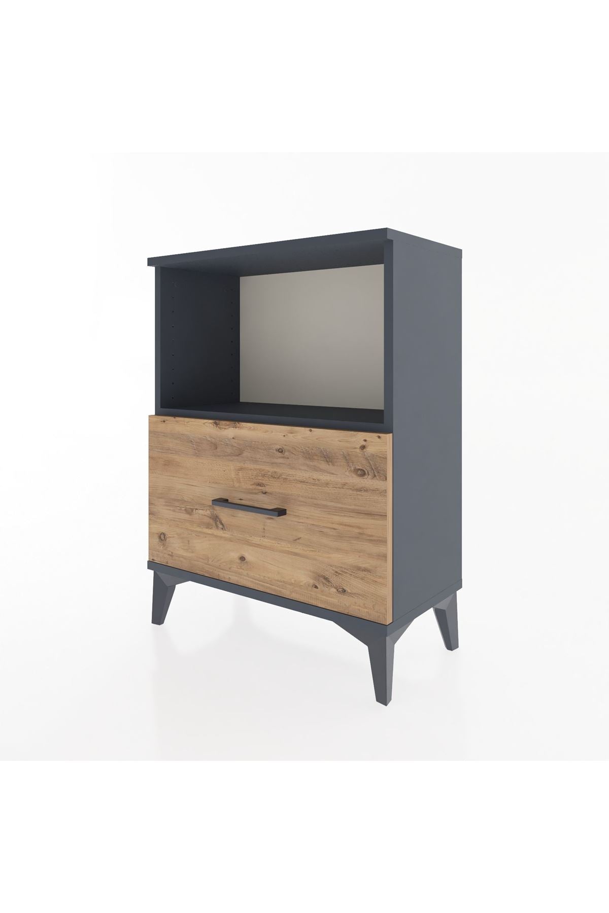 Arges Komodin Tek Çekmeceli 60x30x80 Antrasit-Çam