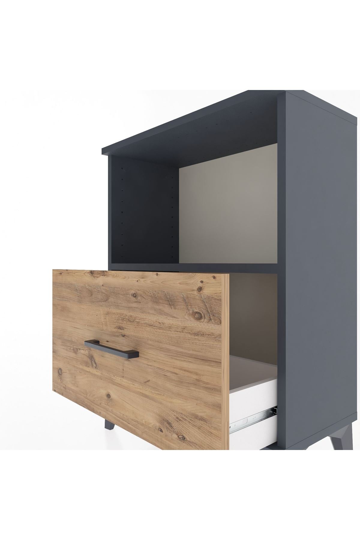 Arges Komodin Tek Çekmeceli 60x30x80 Antrasit-Çam