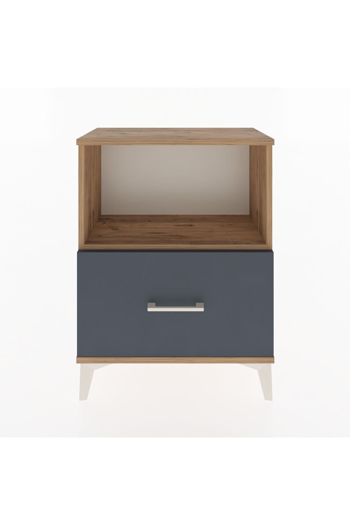 Arges Komodin Tek Çekmeceli 60x30x80 Çam-Antrasit