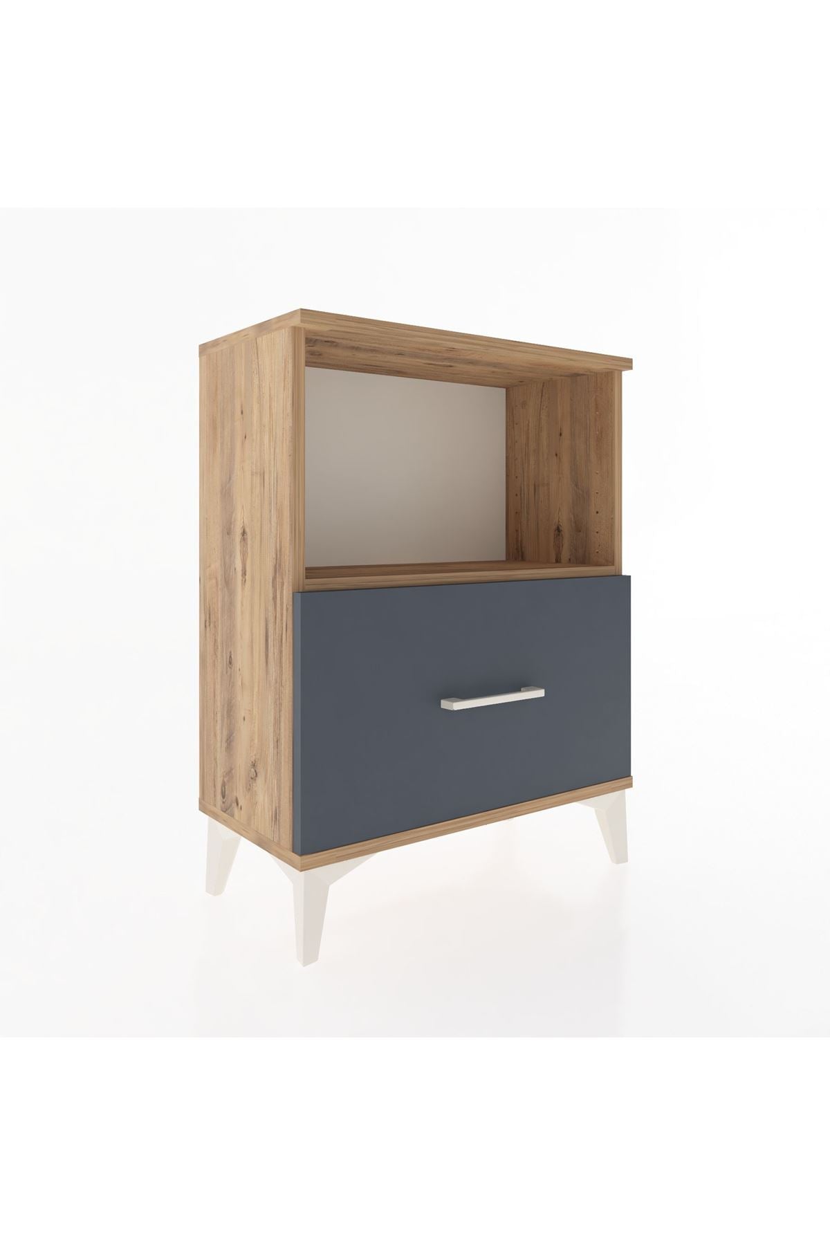 Arges Komodin Tek Çekmeceli 60x30x80 Çam-Antrasit