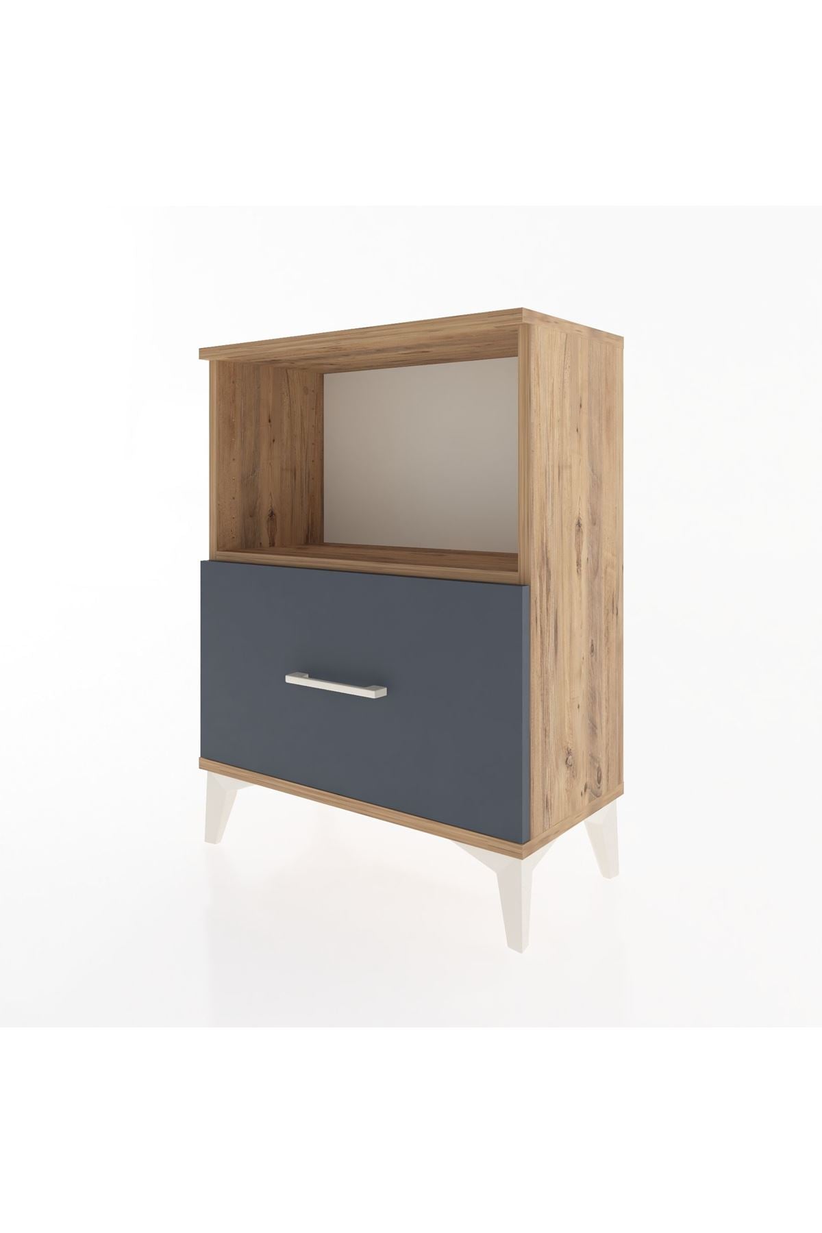 Arges Komodin Tek Çekmeceli 60x30x80 Çam-Antrasit