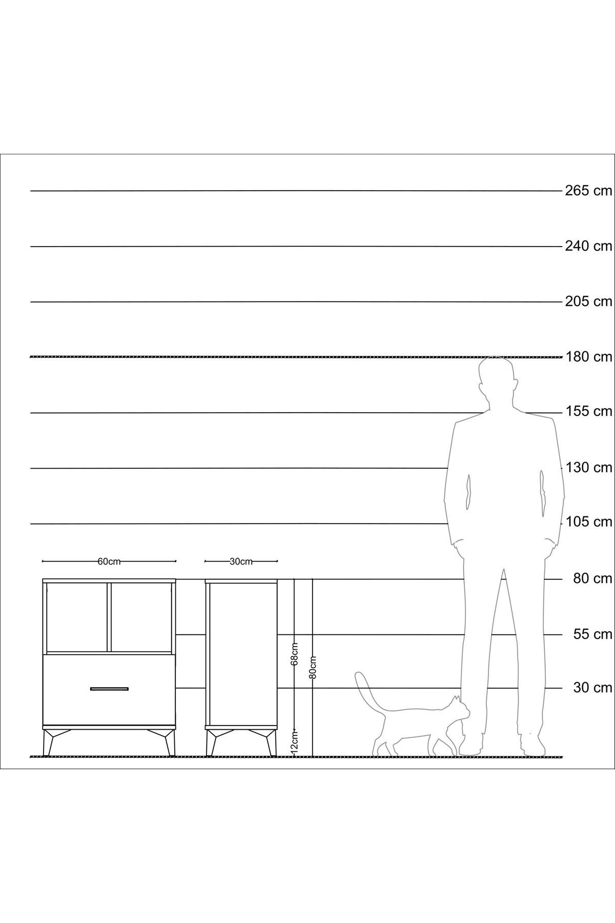 Arges Komodin Tek Raflı Tek Çekmeceli 60x30x80 Aytaşı-Antrasit