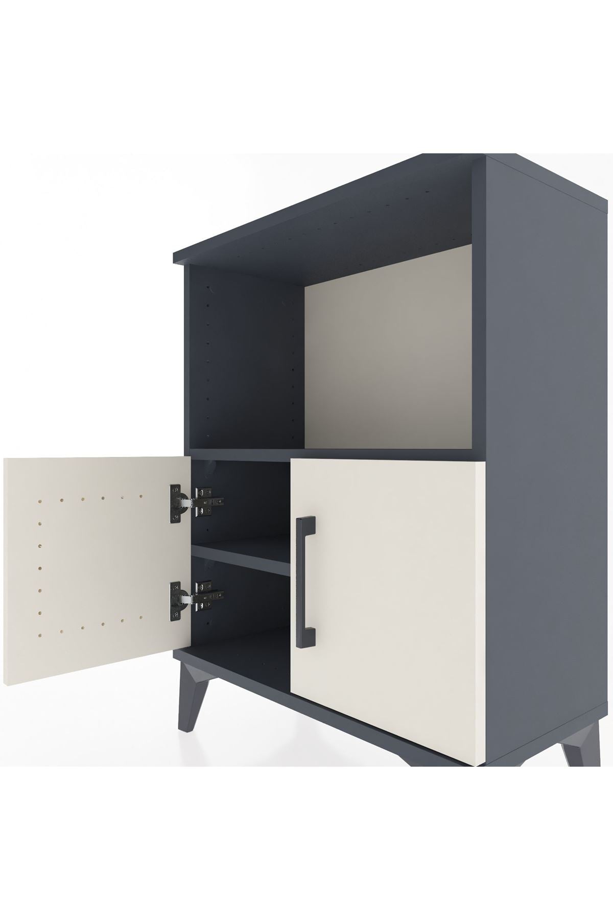 Arges Komodin Tek Raflı Tek Çekmeceli 60x30x80 Antrasit-Aytaşı