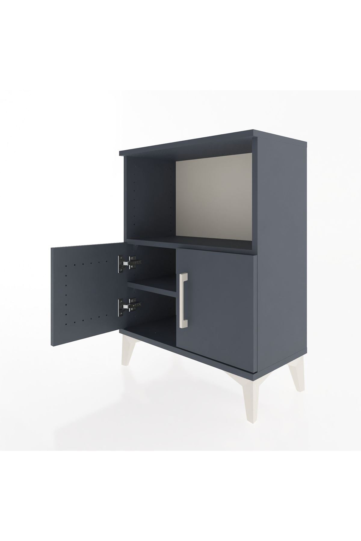 Arges Komodin Tek Raflı Tek Çekmeceli 60x30x80 Antrasit-Antrasit