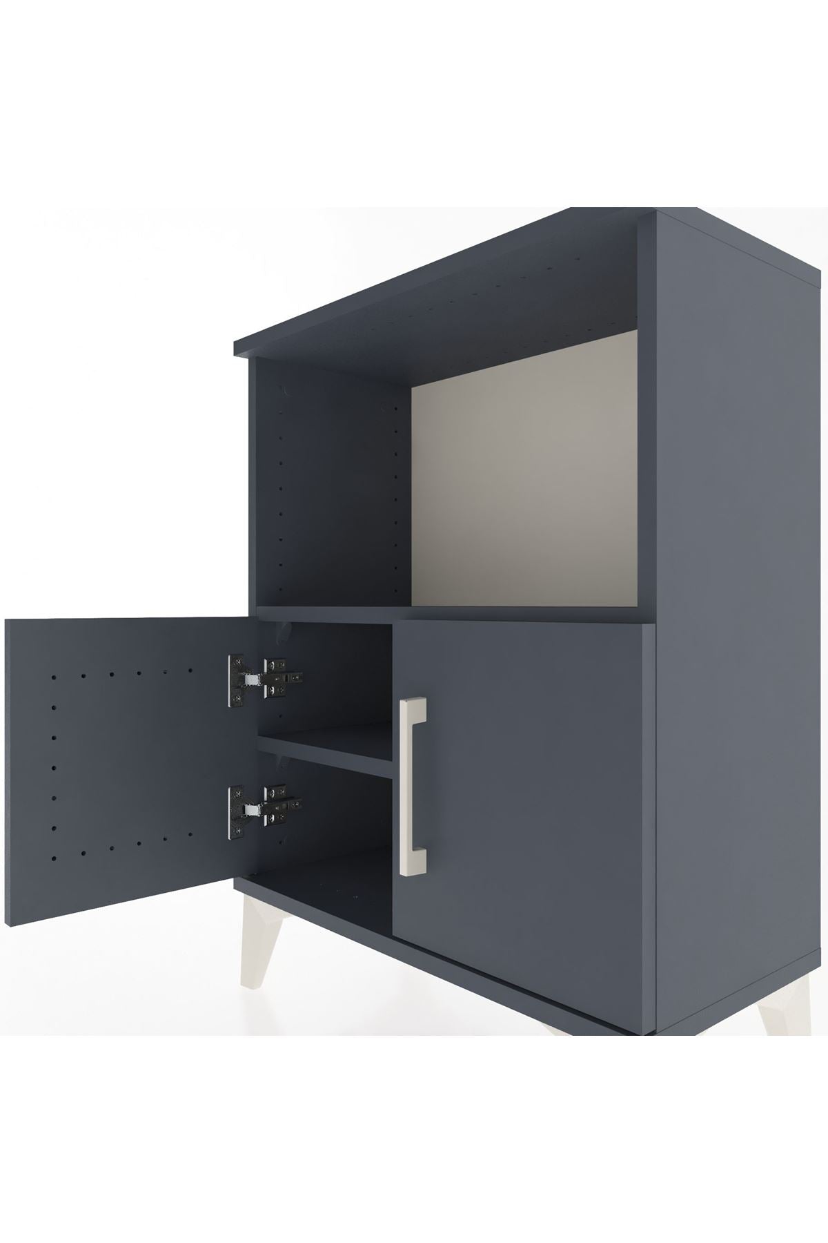 Arges Komodin Tek Raflı Tek Çekmeceli 60x30x80 Antrasit-Antrasit