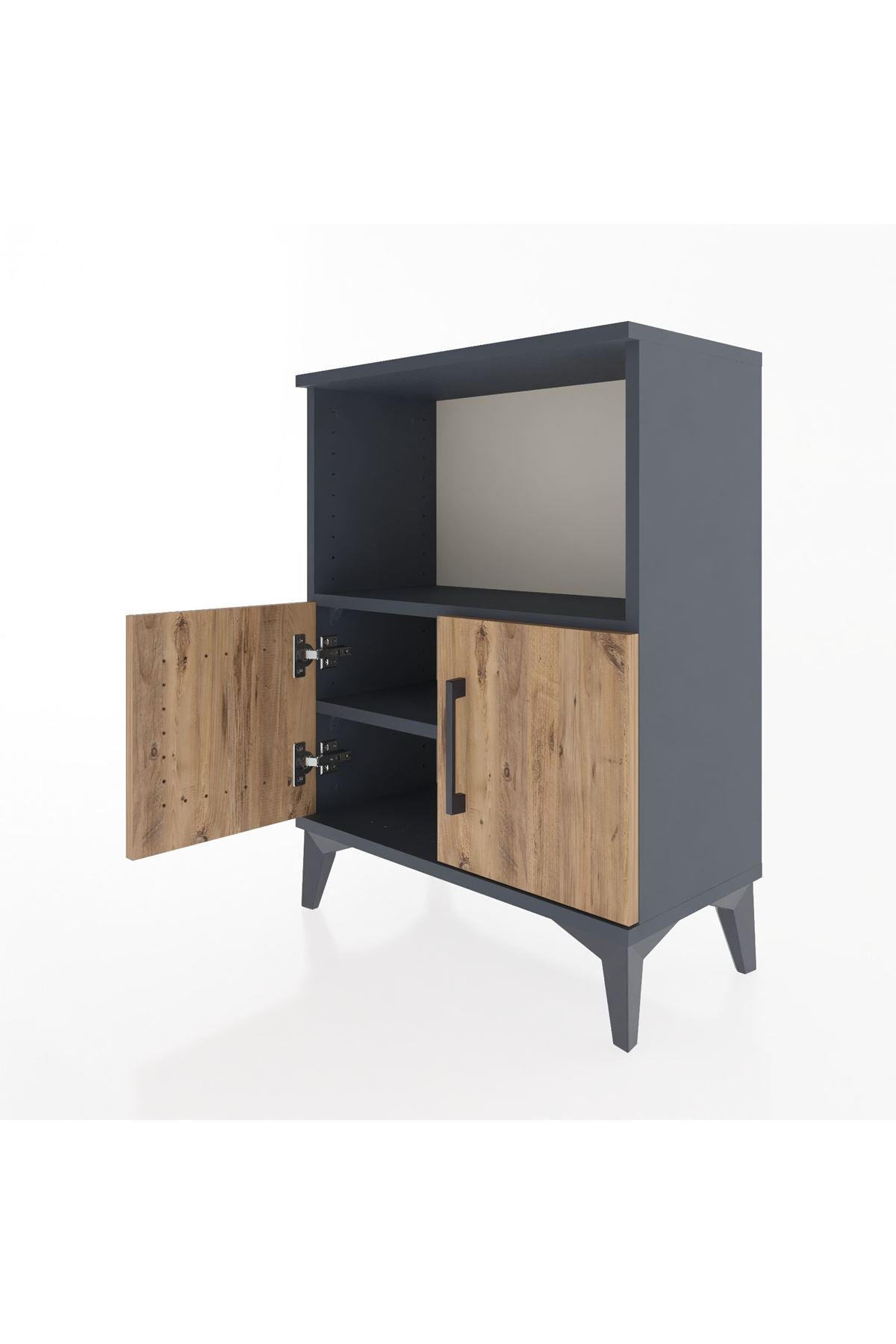 Arges Komodin Tek Raflı Tek Çekmeceli 60x30x80 Antrasit-Çam