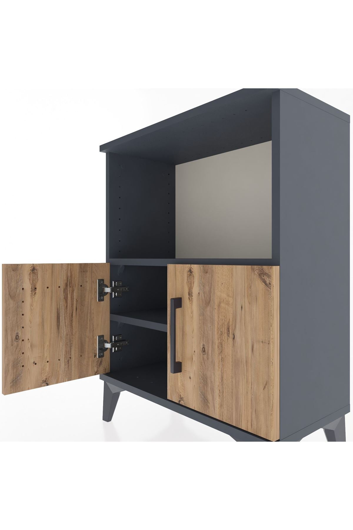 Arges Komodin Tek Raflı Tek Çekmeceli 60x30x80 Antrasit-Çam