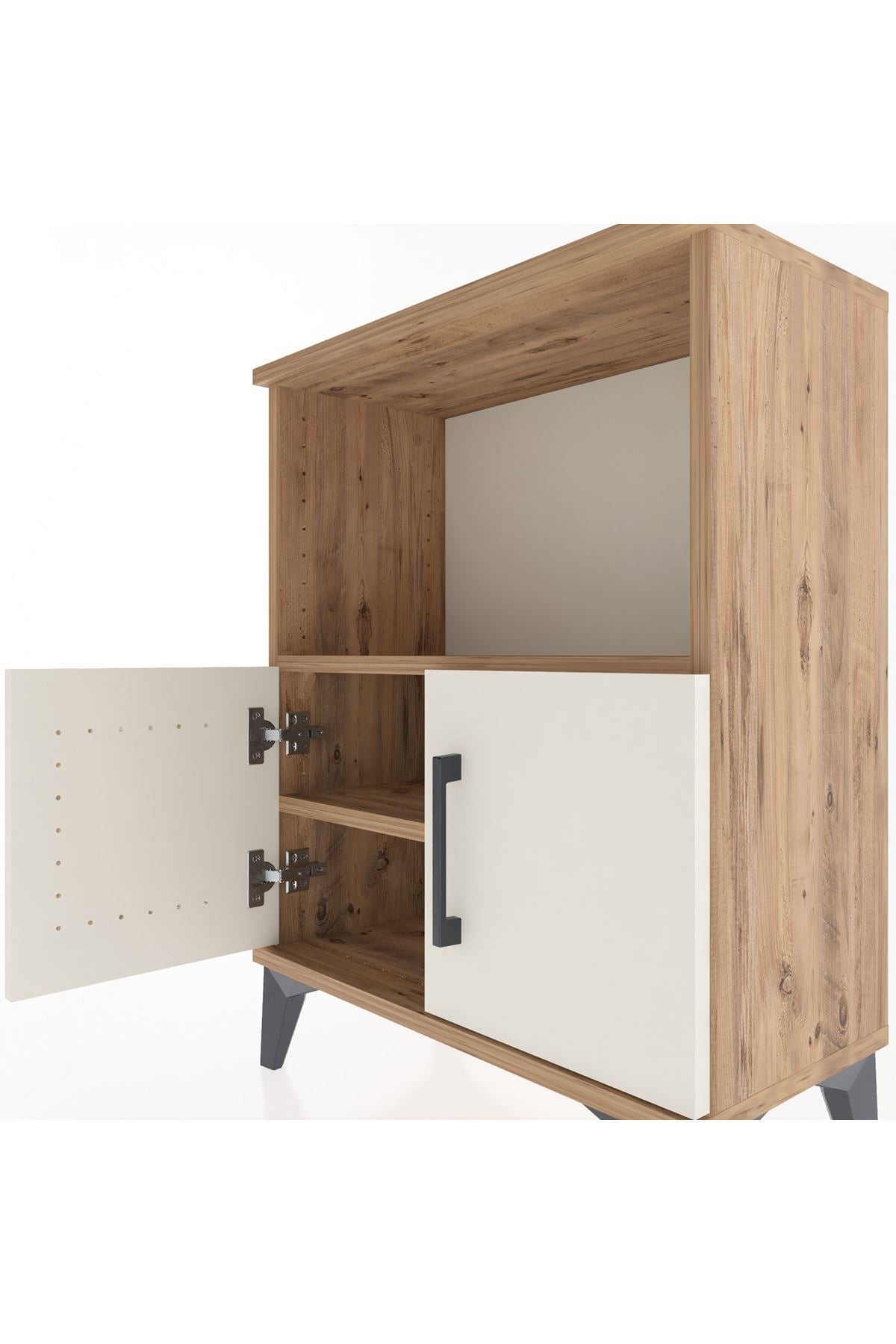 Arges Komodin Tek Raflı Tek Çekmeceli 60x30x80 Çam-Aytaşı