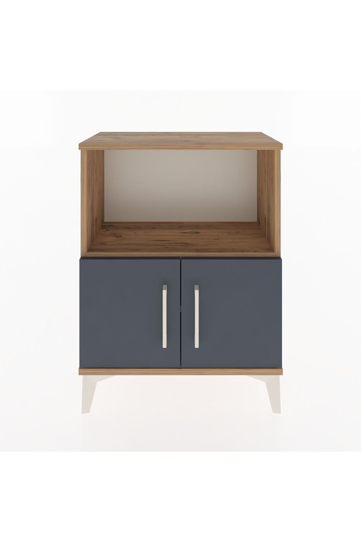 Arges Komodin Tek Raflı Tek Çekmeceli 60x30x80 Çam-Antrasit