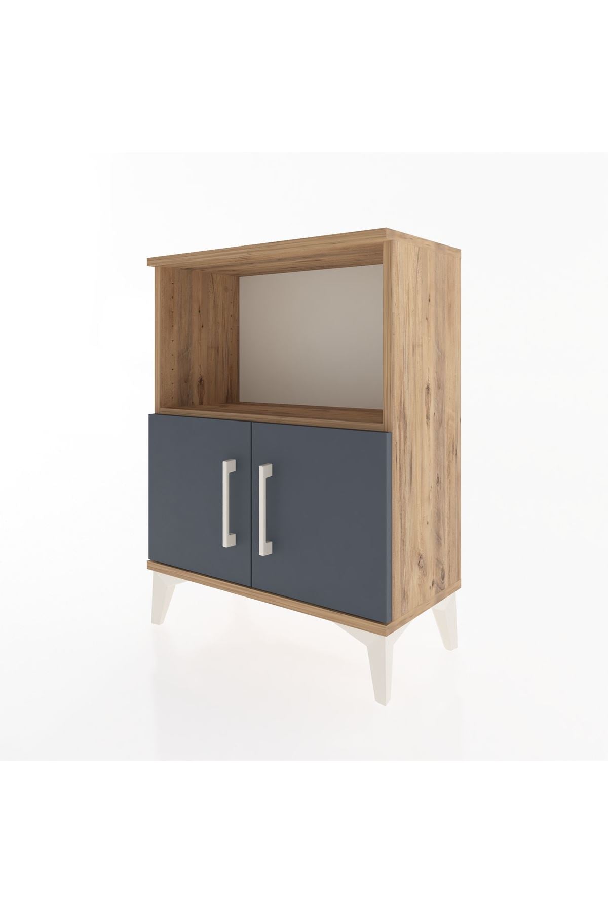 Arges Komodin Tek Raflı Tek Çekmeceli 60x30x80 Çam-Antrasit