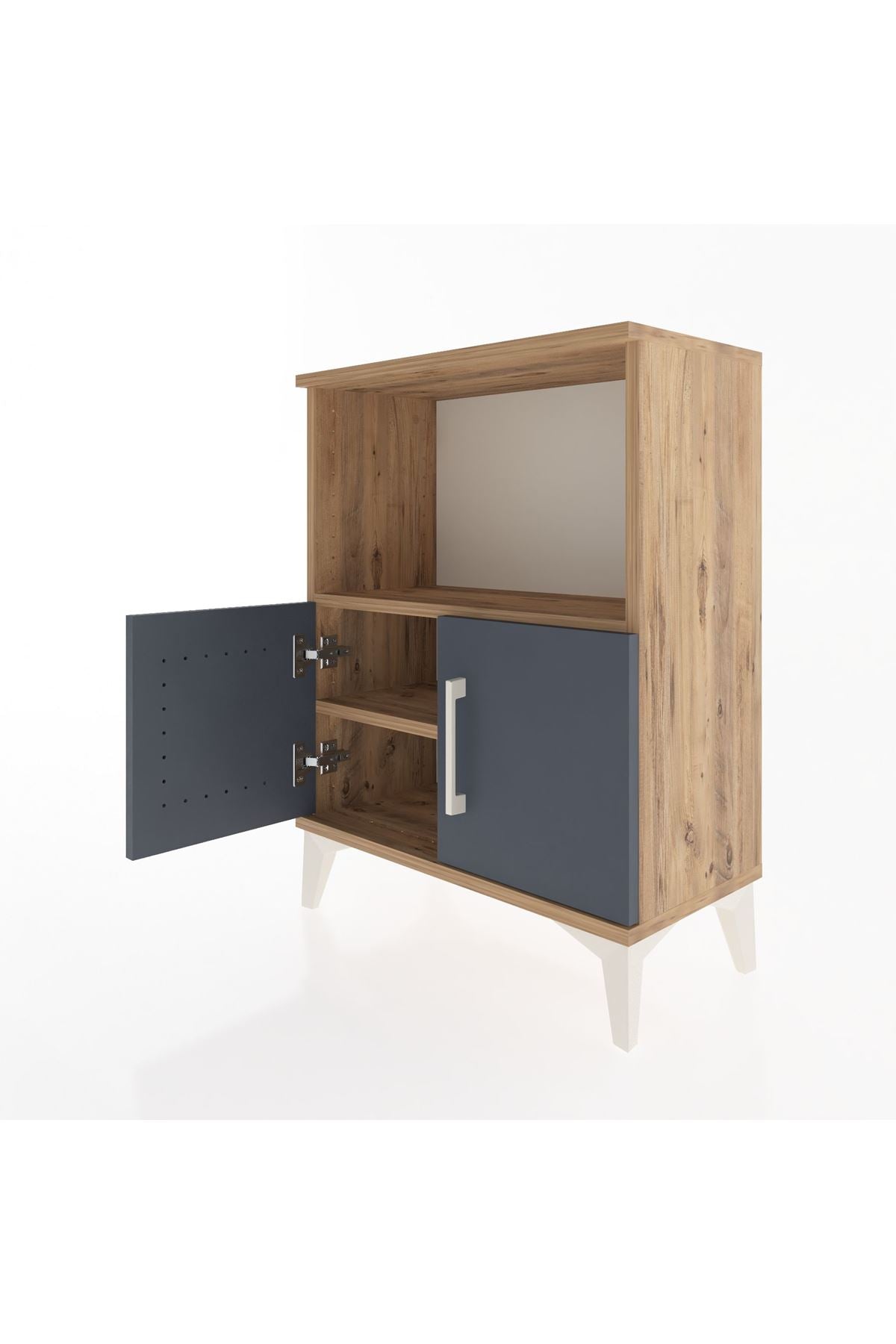 Arges Komodin Tek Raflı Tek Çekmeceli 60x30x80 Çam-Antrasit