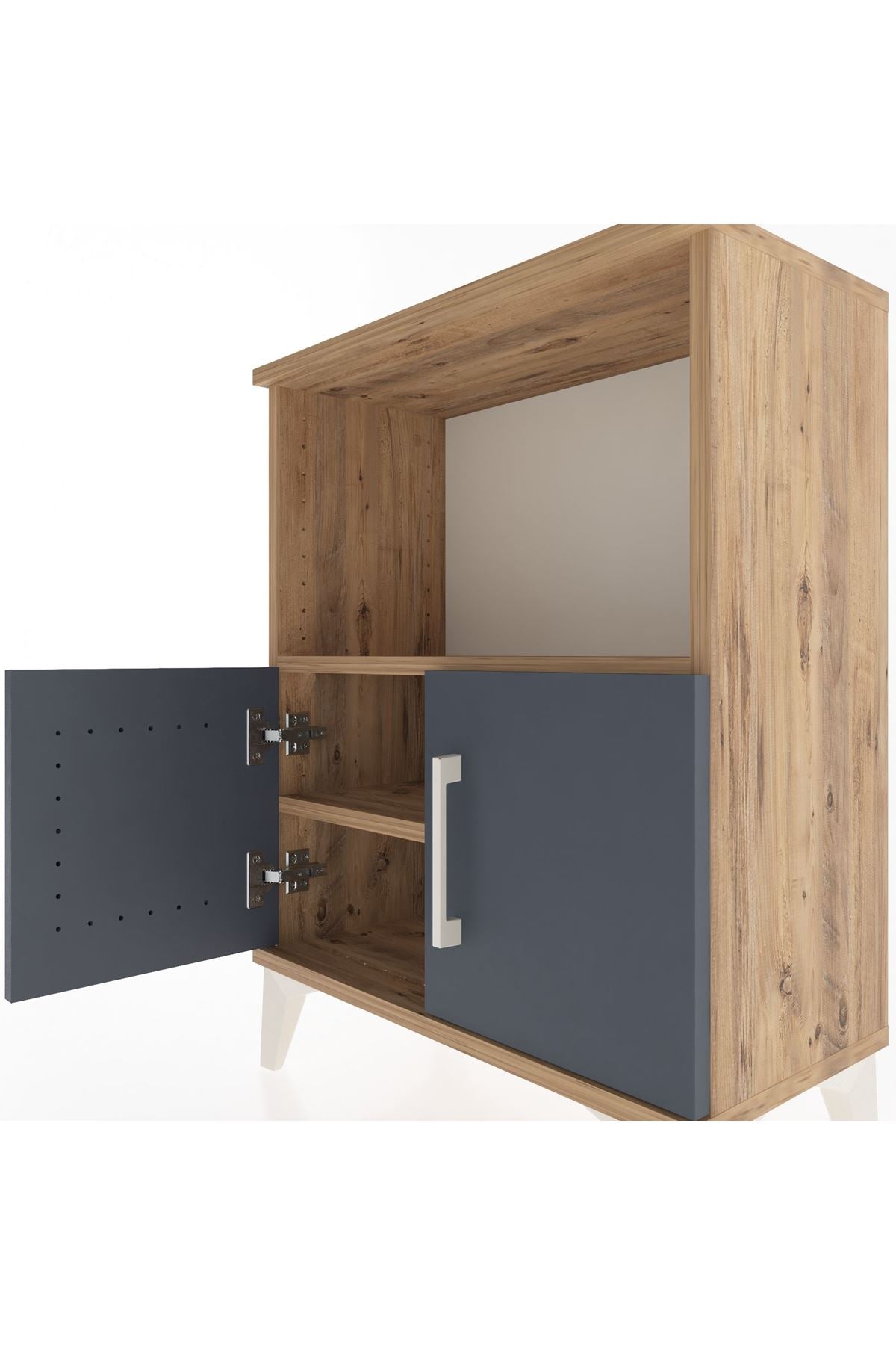 Arges Komodin Tek Raflı Tek Çekmeceli 60x30x80 Çam-Antrasit