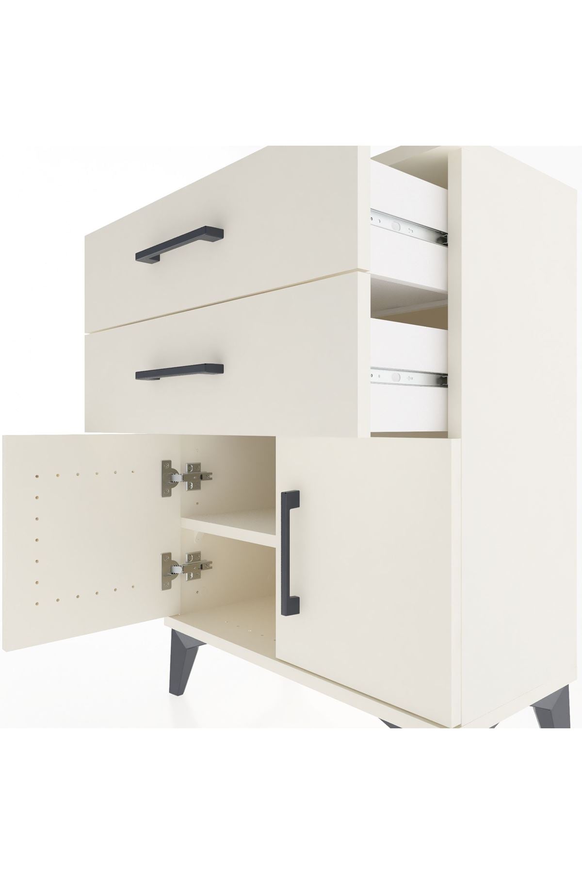 Arges Komodin 2 Raflı 2 Kapaklı 60x30x80 Aytaşı-Aytaşı