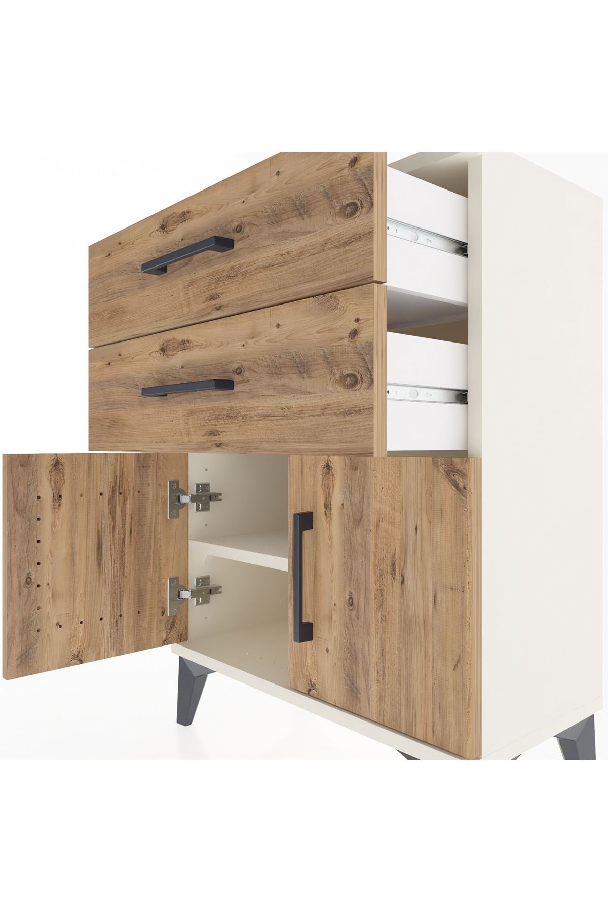 Arges Komodin 2 Raflı 2 Kapaklı 60x30x80 Aytaşı-Çam