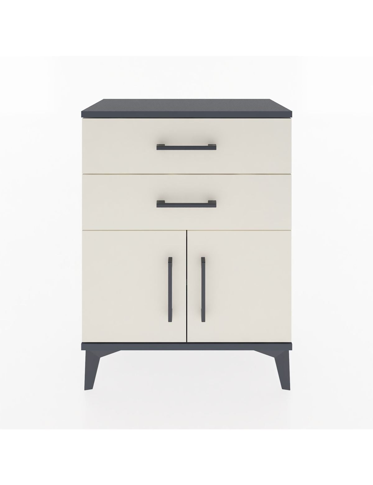 Arges Komodin 2 Raflı 2 Kapaklı 60x30x80 Antrasit-Aytaşı