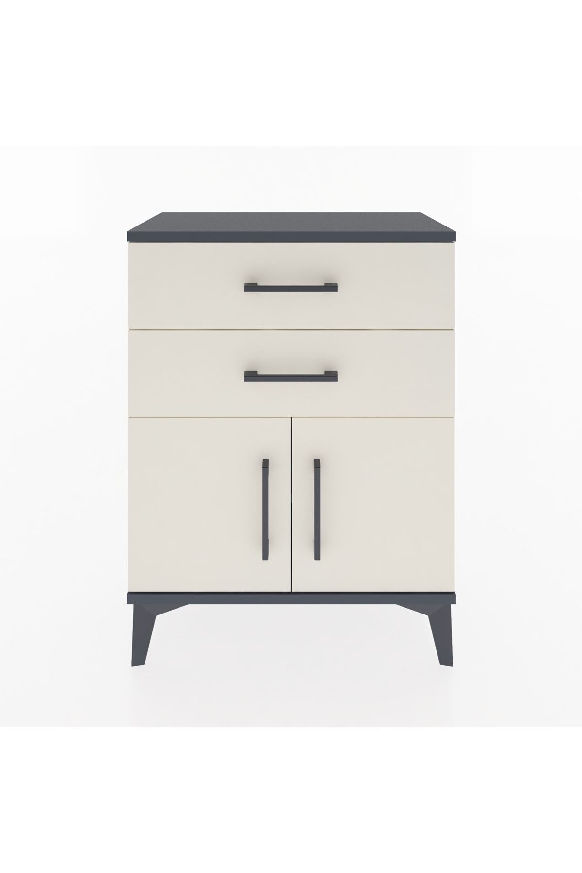 Arges Komodin 2 Raflı 2 Kapaklı 60x30x80 Antrasit-Aytaşı