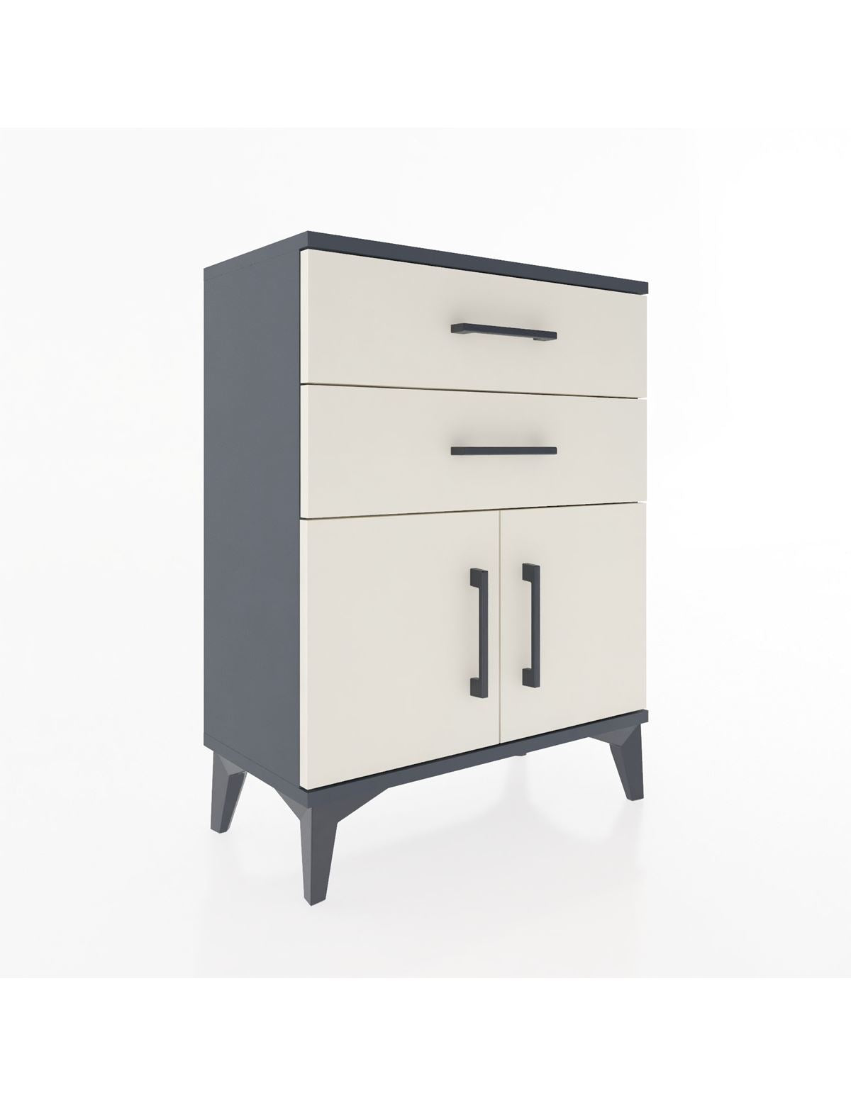 Arges Komodin 2 Raflı 2 Kapaklı 60x30x80 Antrasit-Aytaşı