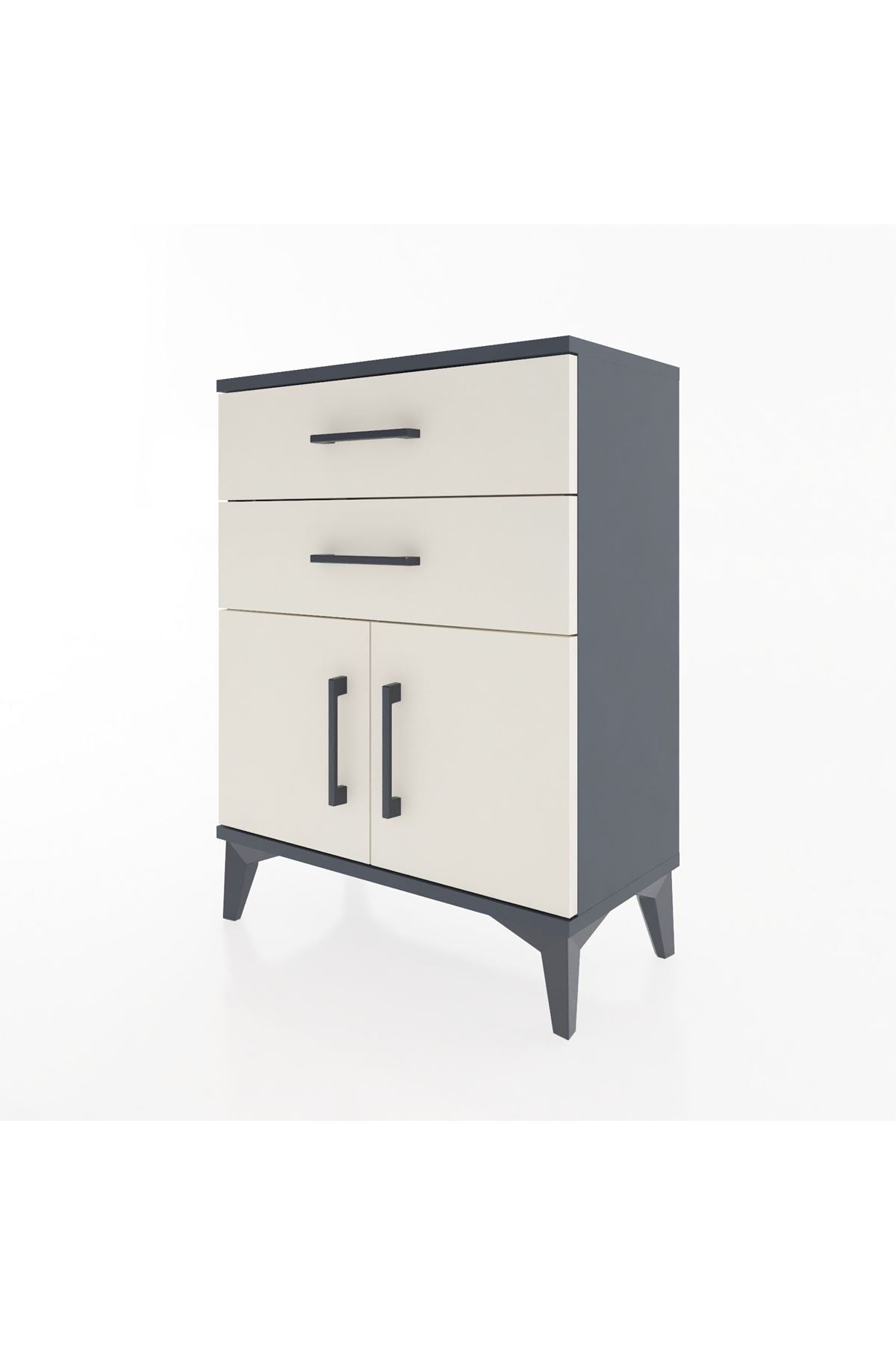 Arges Komodin 2 Raflı 2 Kapaklı 60x30x80 Antrasit-Aytaşı