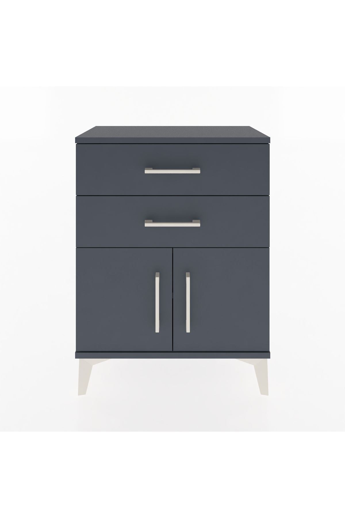 Arges Komodin 2 Raflı 2 Kapaklı 60x30x80 Antrasit-Antrasit