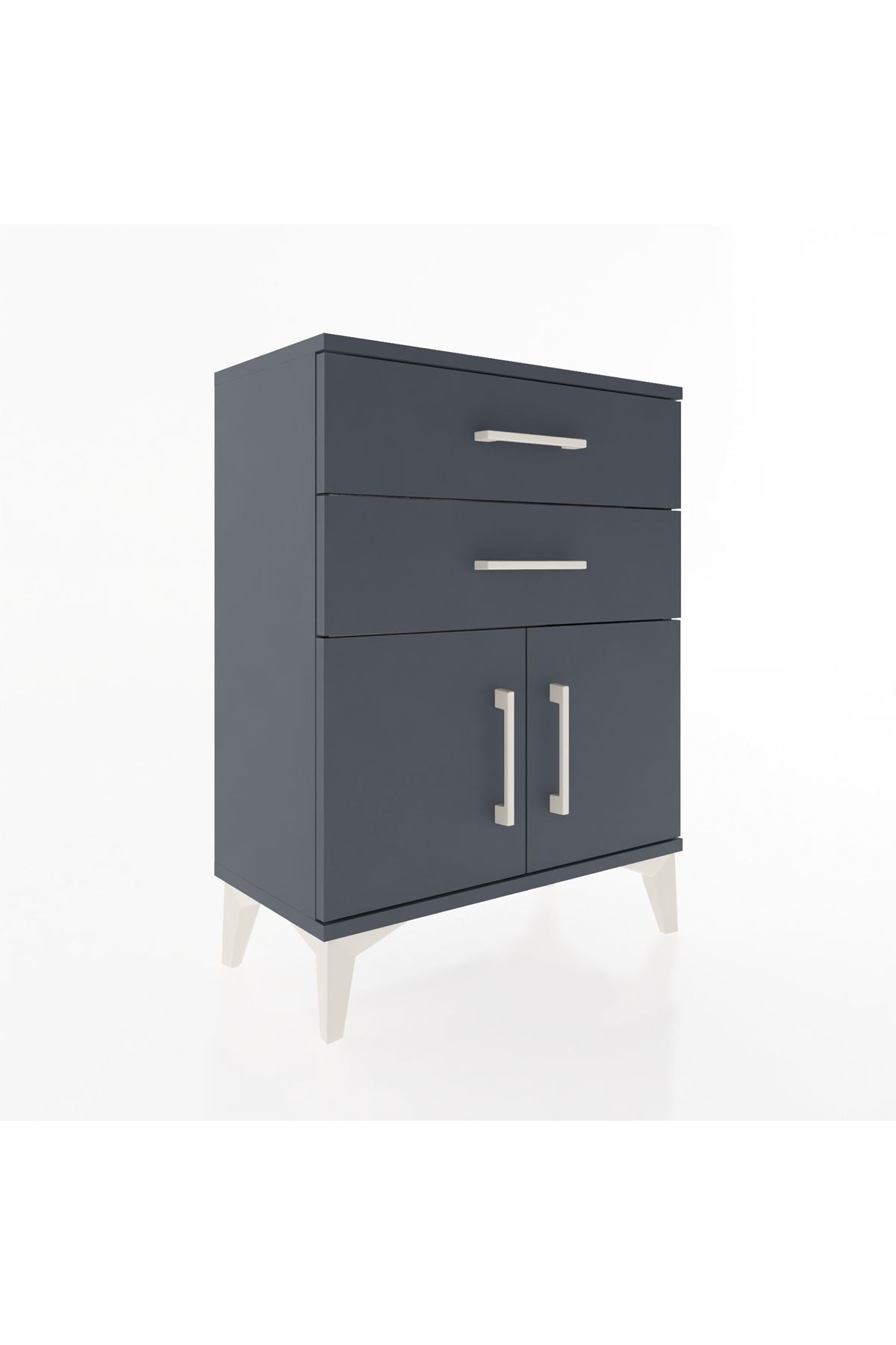 Arges Komodin 2 Raflı 2 Kapaklı 60x30x80 Antrasit-Antrasit