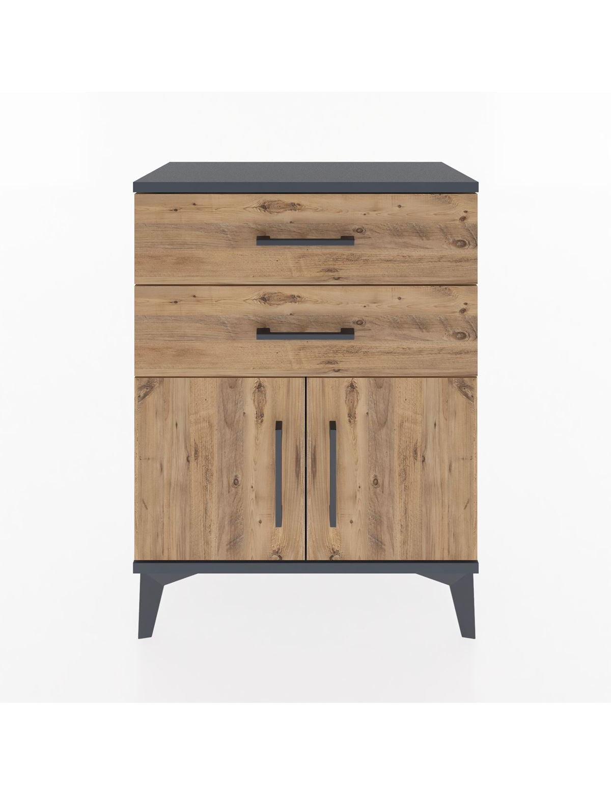 Arges Komodin 2 Raflı 2 Kapaklı 60x30x80 Antrasit-Çam