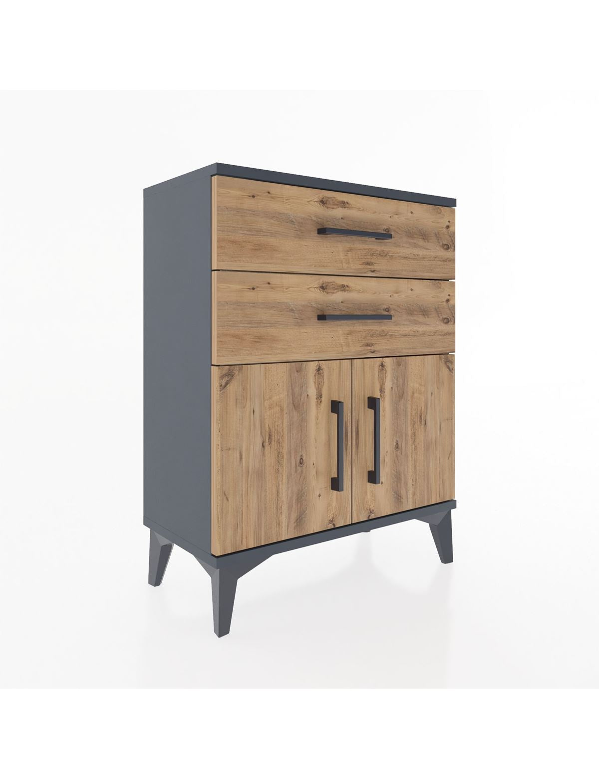 Arges Komodin 2 Raflı 2 Kapaklı 60x30x80 Antrasit-Çam