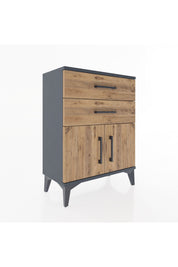 Arges Komodin 2 Raflı 2 Kapaklı 60x30x80 Antrasit-Çam