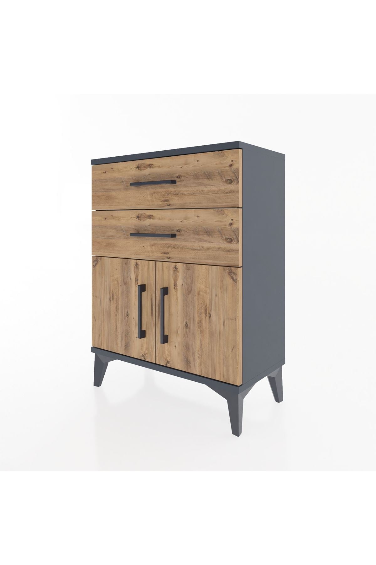 Arges Komodin 2 Raflı 2 Kapaklı 60x30x80 Antrasit-Çam