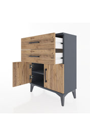 Arges Komodin 2 Raflı 2 Kapaklı 60x30x80 Antrasit-Çam