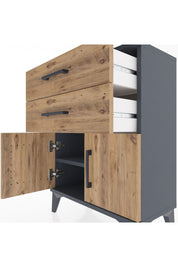 Arges Komodin 2 Raflı 2 Kapaklı 60x30x80 Antrasit-Çam