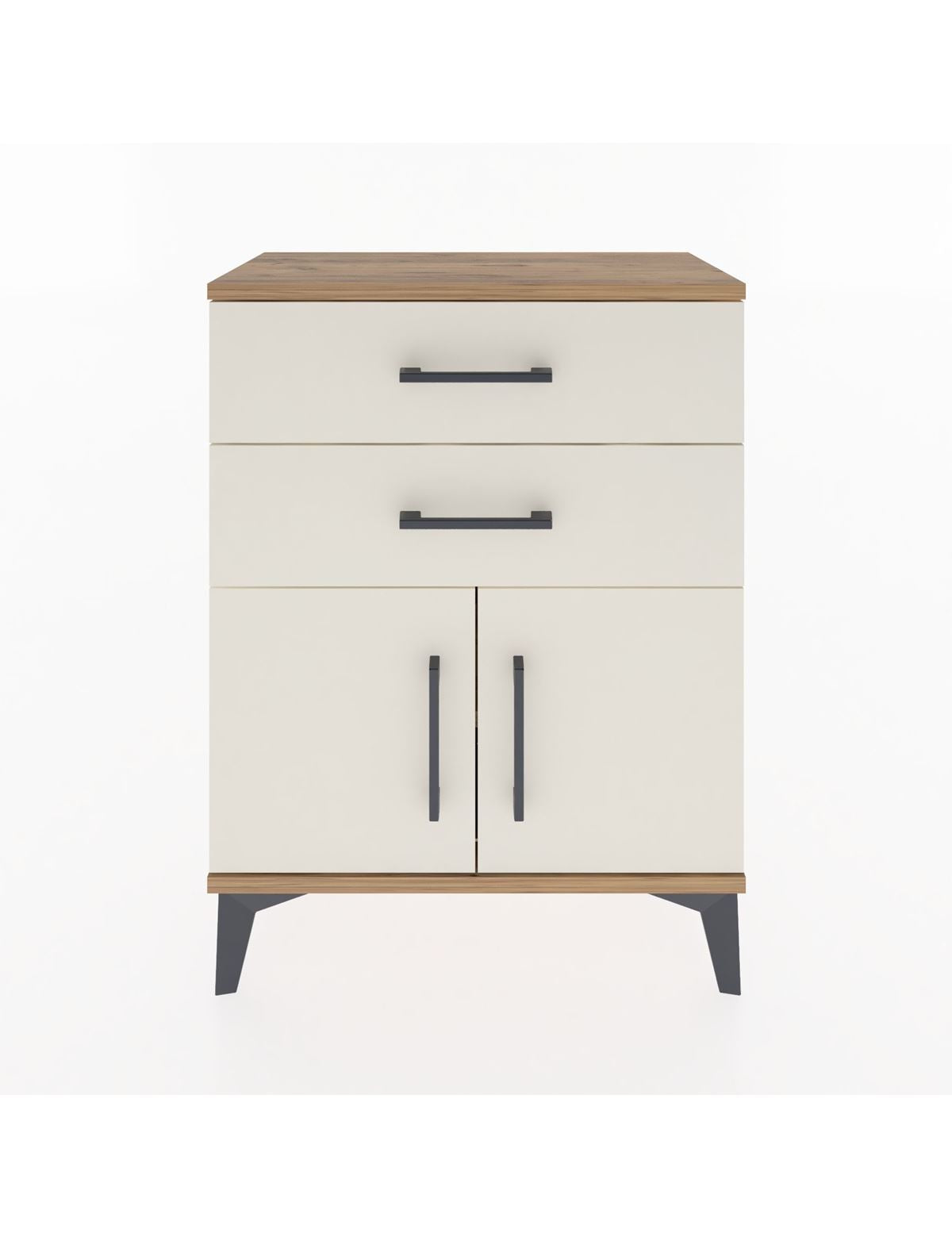 Arges Komodin 2 Raflı 2 Kapaklı 60x30x80 Çam-Aytaşı