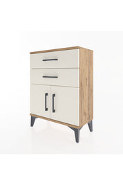 Arges Komodin 2 Raflı 2 Kapaklı 60x30x80 Çam-Aytaşı