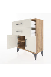 Arges Komodin 2 Raflı 2 Kapaklı 60x30x80 Çam-Aytaşı