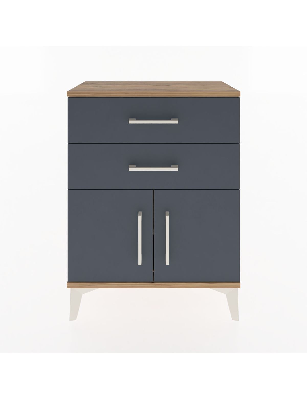 Arges Komodin 2 Raflı 2 Kapaklı 60x30x80 Çam-Antrasit