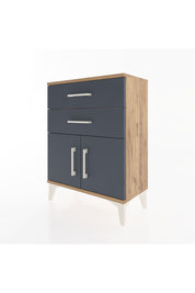 Arges Komodin 2 Raflı 2 Kapaklı 60x30x80 Çam-Antrasit