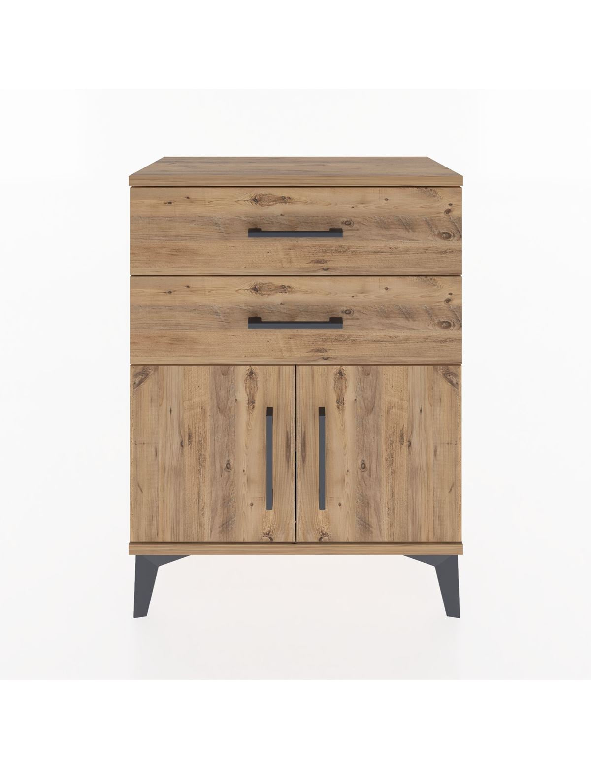 Arges Komodin 2 Raflı 2 Kapaklı 60x30x80 Çam-Çam