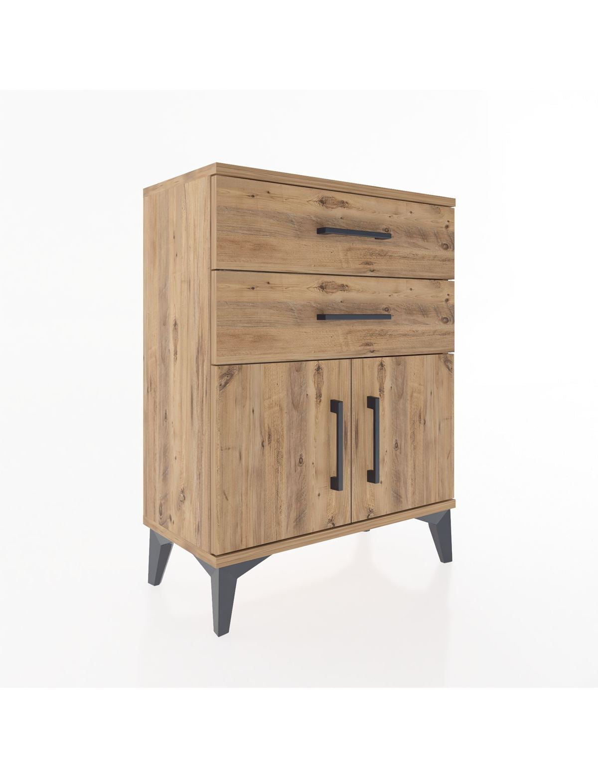 Arges Komodin 2 Raflı 2 Kapaklı 60x30x80 Çam-Çam