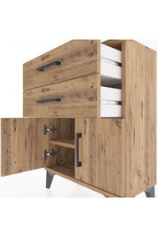 Arges Komodin 2 Raflı 2 Kapaklı 60x30x80 Çam-Çam