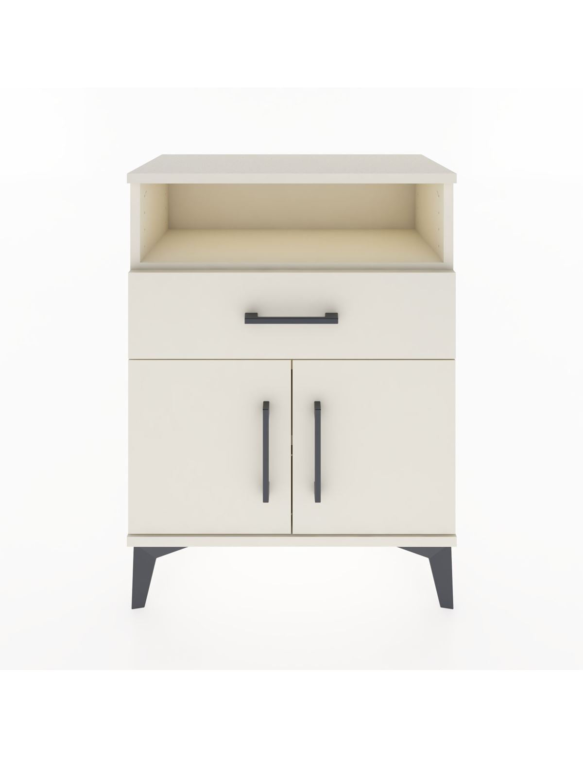 Arges Komodin Tek Raflı 2 Çekmeceli 2 Kapaklı 60x30x80 Aytaşı-Aytaşı